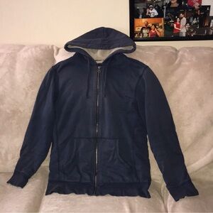 Sonoma life + style small Navy Blue Hoodie zippered jacket Sherpa lined